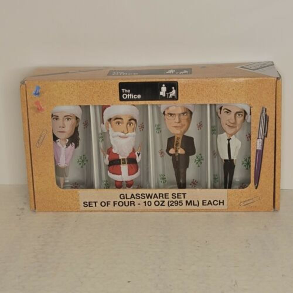 The Office (Set Of 4) Christmas Glasses 10 oz Glassware Set NIB